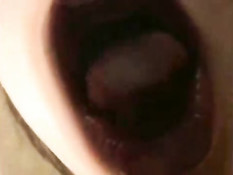 Asian girl licking window