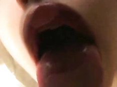 Asian girl licking window