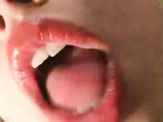 Asian girl licking window