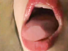 Asian girl licking window