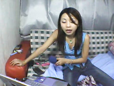 Asian teen stripping on webcam