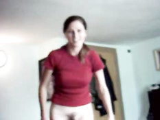 Amateur girl strips and does blowjob