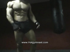 Hot gay stud works out