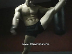 Hot gay stud works out