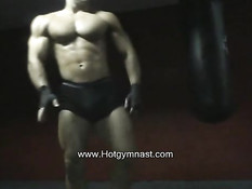 Hot gay stud works out