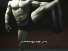 Hot gay stud works out