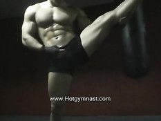 Hot gay stud works out