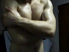 German boy oiling up naked