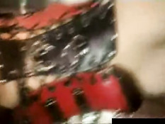 Goth bitch gets whipped and tied up