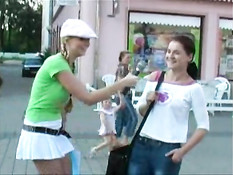 Blonde stalking girls for flashing 3