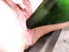 Busty chick loves to fuck a bottle