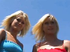 Hot twins play with their pussies