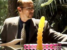 The blond blowing duet