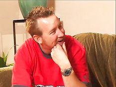 Sexy blond chick boned by two guys