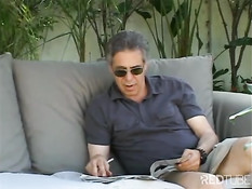 Nasty blond bitch needs two dicks