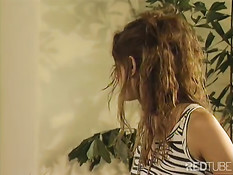 Blond and red doing dildo and guy