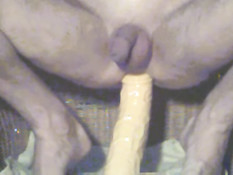 Ass artist rides huge dildo