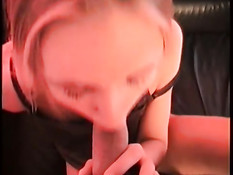 Young blonde sucking in red light