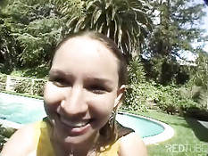 Sucking hard at the pool