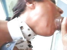 Slut gets big cock in her mouth