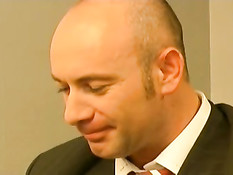 Baldy man fucking french employee