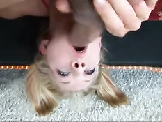 Leah Luv gets her teen throat stuffed