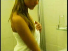 Blonde takes a shower