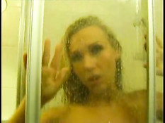Blonde takes a shower