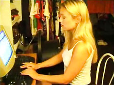 Blonde and her computer