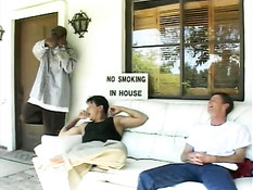 Two cocks and one busty blonde