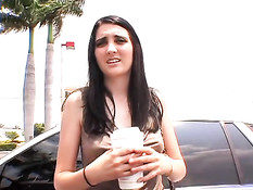 Raven-haired teen in action 1