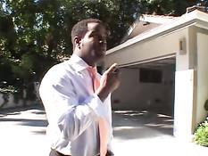 Black cock cares for blonde's security