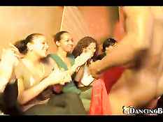 Girls having fun with male stripper