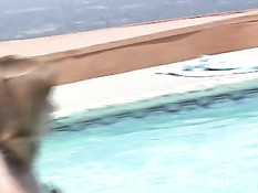 Magen and Jessi having fun at the pool