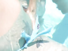 Magen and Jessi having fun at the pool