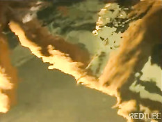 Hot blond babes enjoy life in the pool