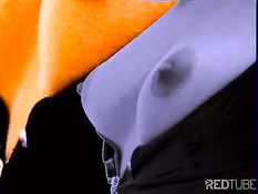 Hot lesbian threesome on the stairs