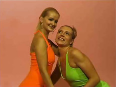 Lesbians caressing their breasts