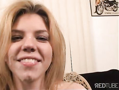 Babe licks and swallows