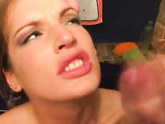 Horny Kathlin takes a mouth full