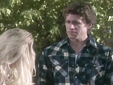 Blond slut sucks him off