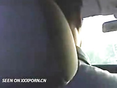 Hot blonde sucks boyfriend in a car