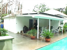 Young burglar bitch boned in the poolhouse