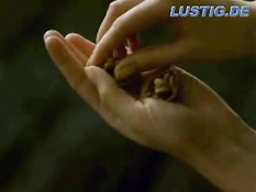 Girl cracks nuts with her buttocks