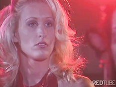 Two babes playing with one dick