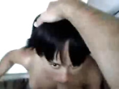 Girl gets a facial in the bathroom