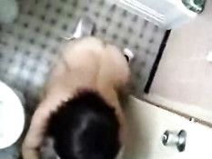 Girl gets a facial in the bathroom