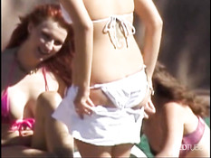 Voyeur watching three lesbians