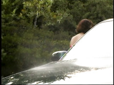 Ass initiation of busty chick on the lawn