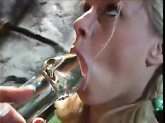 Lesbians Try A Glass Dildo